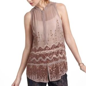 NWT Moulinette Soeurs‎ Sheer Sequined Sleeveless Blouse Size 10